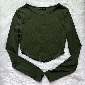 SHEIN Forest Green Ribbed Crop Top